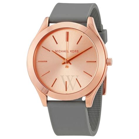 michael kors watch mk2512|Women's Slim Runway Grey Rubber Rose Dial .